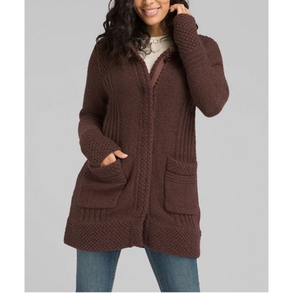 Prana Brown Duster Elsin Sweater Coat Size Small - Picture 3 of 9